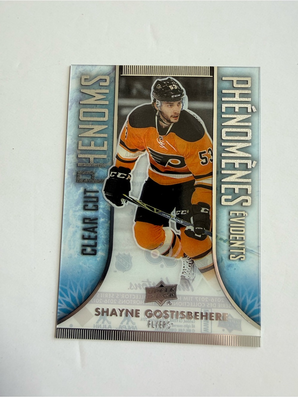 Shayne Gostisbehere Clear Cut Phenoménes Hockey Card - Orange/Black
